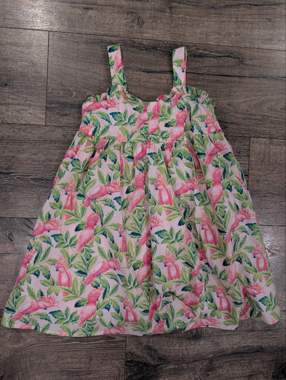 Janie & Jack Size 6 Pink Tropical Dress 100% Cotton Fully Lined Summer Vacation